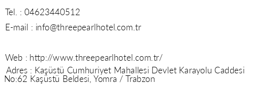 Three Pearl Hotel telefon numaralar, faks, e-mail, posta adresi ve iletiim bilgileri